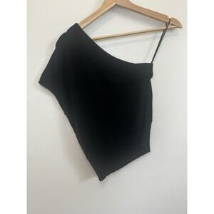 n:Philanthropy One Shoulder Black Top size Small Sweater Material‎